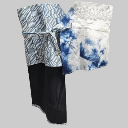 Nyana Nyana Patchwork Embroidery Batik Obi Belt - Cotton, Denim, Limited Edition Runway Piece