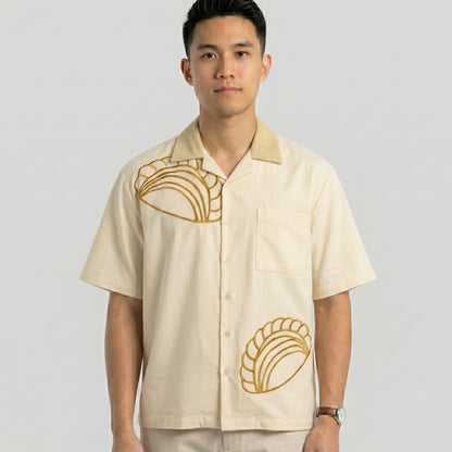 Nyana Nyana Karipap Embroidery Camp Shirt - 100% Cotton, deadstock, Limited Edition