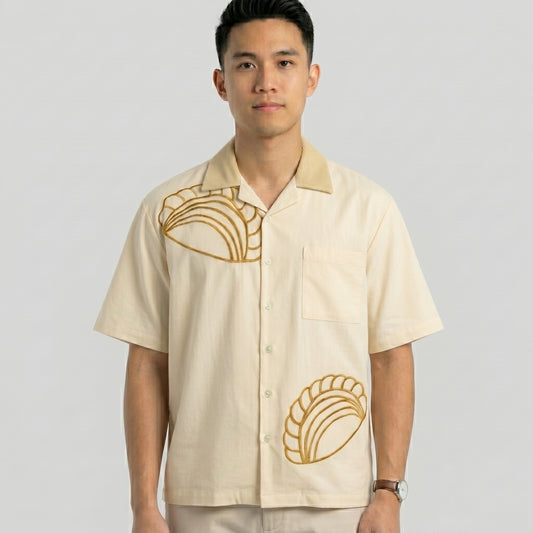 Nyana Nyana Karipap Embroidery Camp Shirt - 100% Cotton, deadstock, Limited Edition