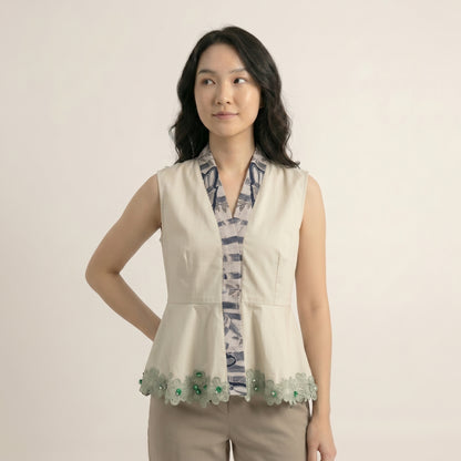 Nyana Nyana Artisan Peplum Vest - 100% Cotton, Batik Tulis, Limited Edition