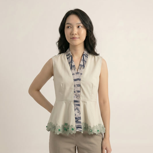 Nyana Nyana Artisan Peplum Vest - 100% Cotton, Batik Tulis, Limited Edition