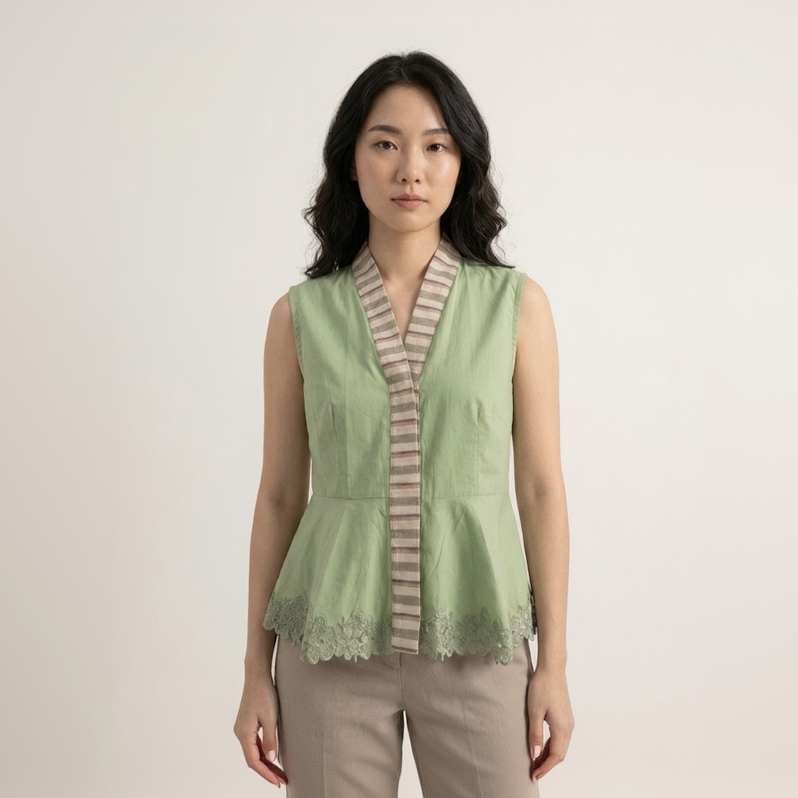 Nyana Nyana Peplum Vest - 100% Cotton, Batik, Limited Edition