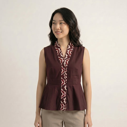 Nyana Nyana Peplum Vest - 100% Cotton, Batik, Limited Edition