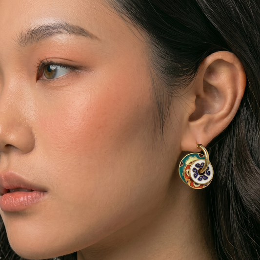 Singapore Handmade Jewelry - Peranakan Tile Stackable Hoop Earrings