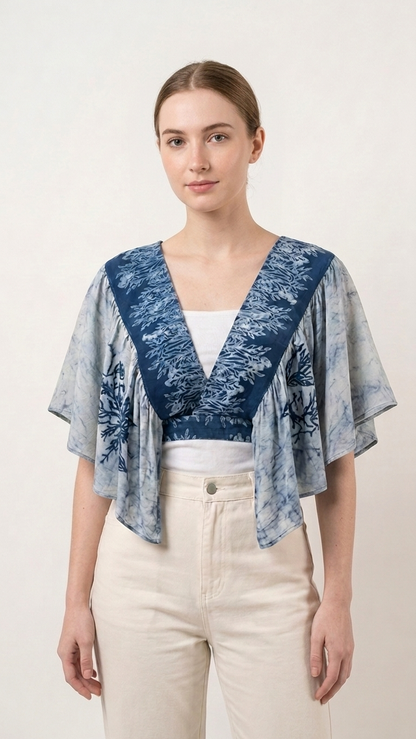 Nyana Nyana Ruffle Vest - 100% Cotton, Batik Tie Dye, Limited Edition Runway Piece