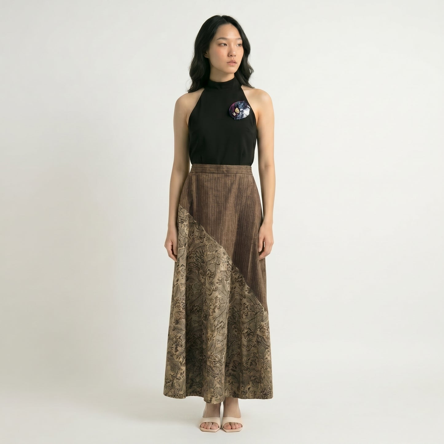 Nyana Nyana Artisan Asymmetric Batik Tulis Ikat Skirt - 100% Cotton, Handwoven, Maxi