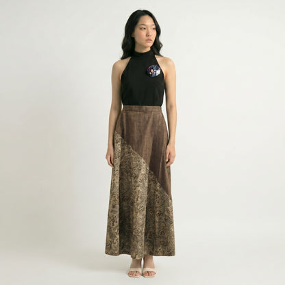 Nyana Nyana Artisan Asymmetric Batik Tulis Ikat Skirt - 100% Cotton, Handwoven, Maxi