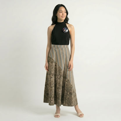 Nyana Nyana Artisan Asymmetric Batik Tulis Ikat Skirt - 100% Cotton, Handwoven, Maxi
